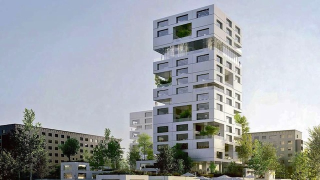 Un progetto per Karl-Marx-Allee: il piano di sole vetrate è pensato per l'uso comune di tutti i residenti. © SenStadtUm