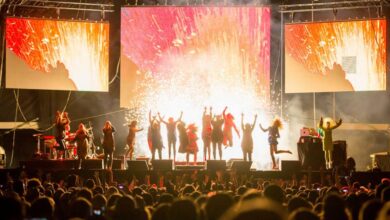 Björk sul palco del Berlin Festival 2013 [© Stephan Flad - via]